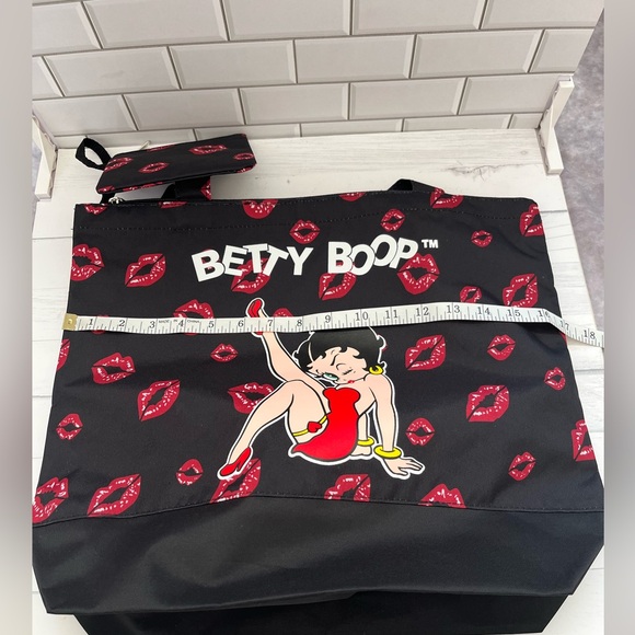 Betty Boop Canvas Tote Bag with Coin Purse Red Lips Super Cute! - Picture 6 of 11